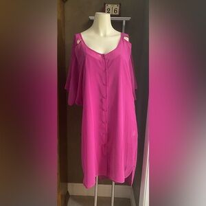 JESSICA SIMPSON wild aster chiffon 2 pieces dress open sleeves women’s size XL